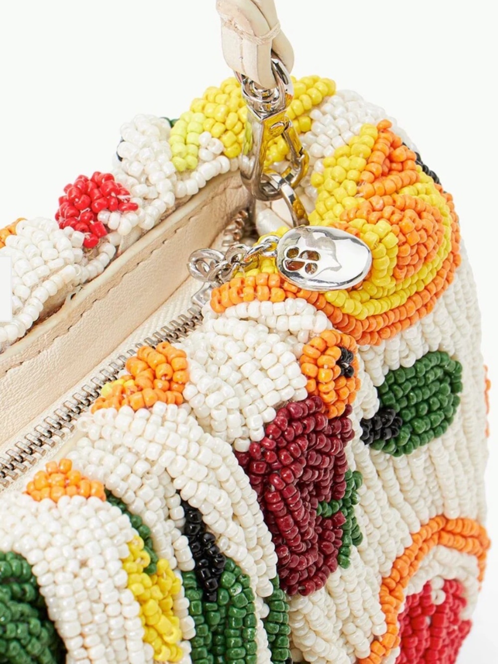 STAUD Beaded Bean Bag Fruit Print Convertible Clutch Shoulder Bag NWT - Picture 5 of 14